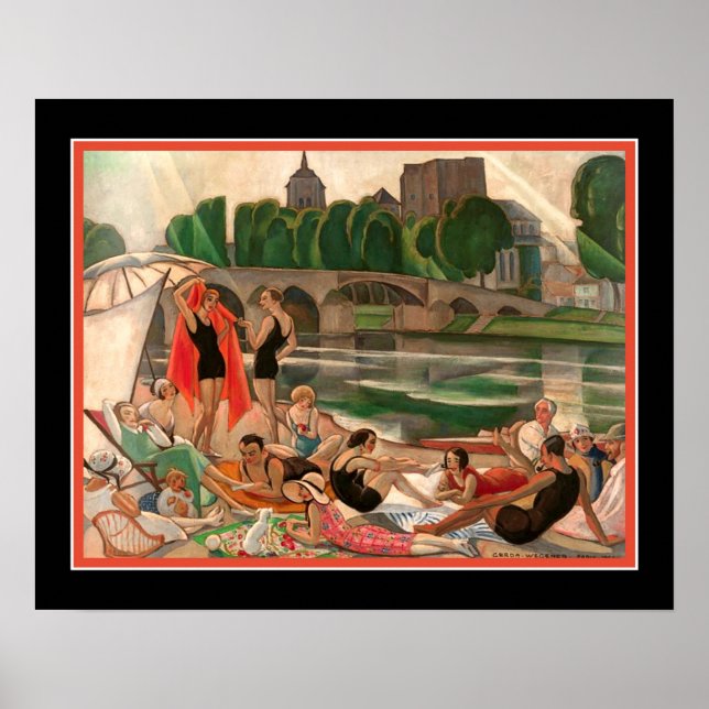 Poster "Bancos do rio Loire" Gerda Wegener, de 1920 (Frente)