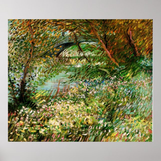 Póster Bancos do Sena no Primavera - van Gogh (Frente)