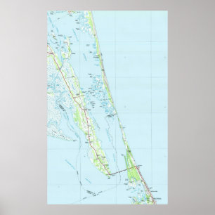 Póster Bancos exteriores do norte North Carolina Mapa