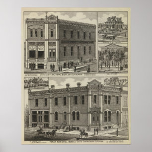 Poster Bancos, residência, casa da casca, centro de