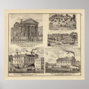 Póster Bancos, residências e cervejarias em Shawneetown