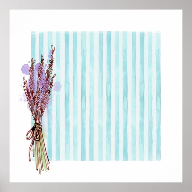 Poster Banda azul de lavanda da planta Floral (Frente)