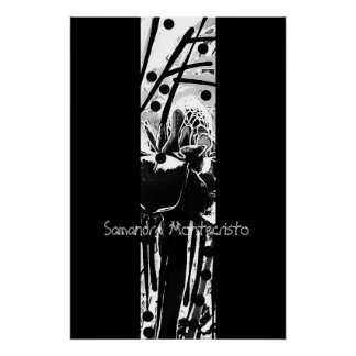 Póster Banda brilhante com Poster de Flor Preto e Branco