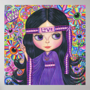 Poster Banda de Cabeçalho Hippie Girl Dolly Purple Psyche