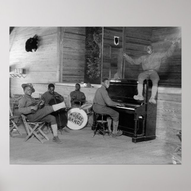 Póster Banda de Jazz, 1918. Foto Antiga (Frente)