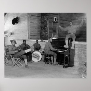 Póster Banda de Jazz, 1918. Vintage Photo