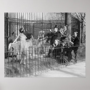Póster Banda de Jazz no Zoológico, 1925. Foto Antiga
