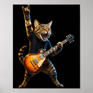 Poster Banda de Música de Rock And Roll de Gato Engraçado