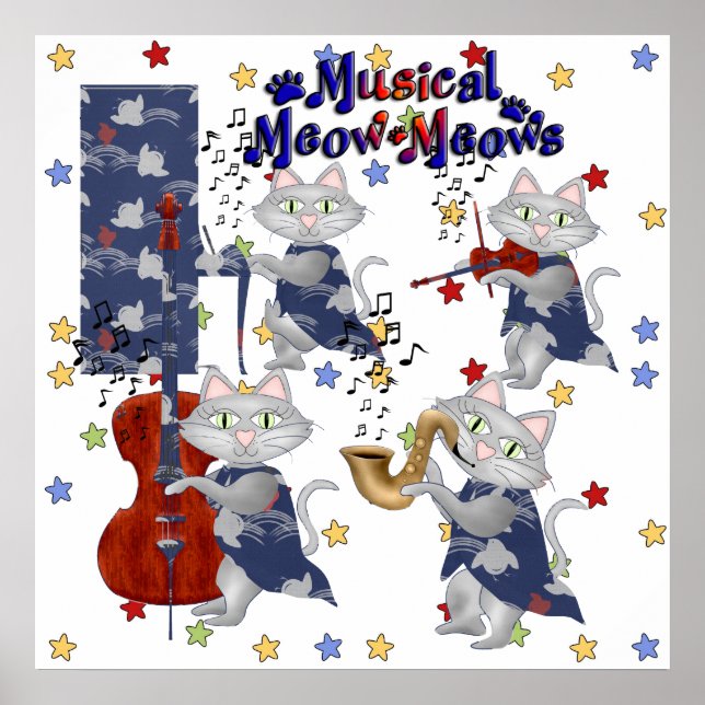 Póster Banda Musical de Gatos Fofos (Frente)