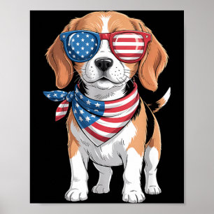 Poster Bandana da Bandeira Americana do Cão Beagle Patrió