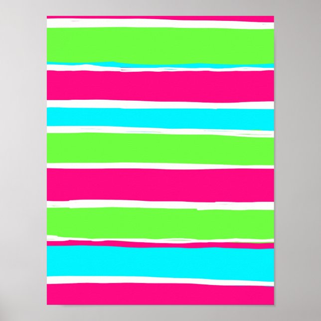 Poster Bandas Azuis Cor-de-Rosa Verde (Frente)