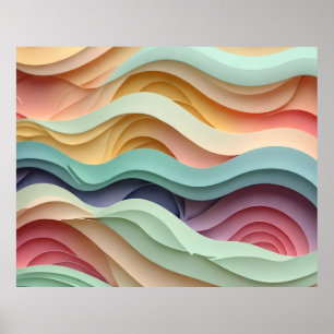 Poster Bandas de onda coloridas