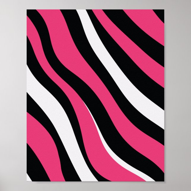 Poster Bandas de Zebra Rosa e Negra (Frente)