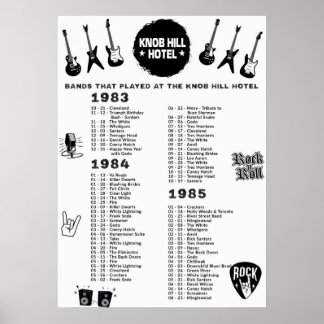 Poster Bandas Que Tocaram O Hotel Knob Hill 1983-84-85