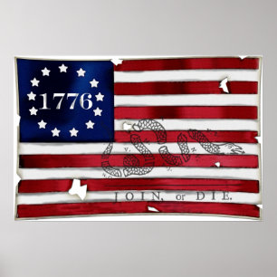 Póster Bandeira 1776 americana