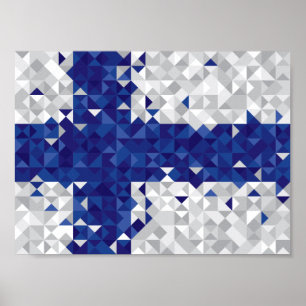 Póster Bandeira abstrata de Finlandia, cores finlandesas