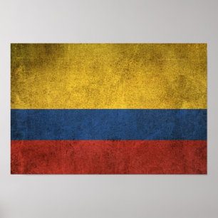 Poster Bandeira afligida vintage de Colômbia