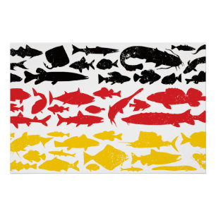 Póster Bandeira Alemã Feita de Peixe - Design de Pesca pa