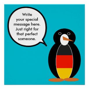 Póster Bandeira alemã Ms. Penguin Personalizada Falando