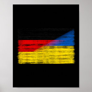 Poster Bandeira Alemanha Ucrânia Apoio Alemão Ucraniano C