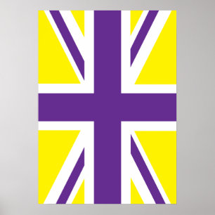 Poster Bandeira amarela roxa de Union Jack Ingleses
