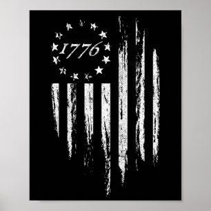 Poster Bandeira Americana 1776 Betsy Ross 13 Estrelas EUA