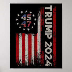 Poster Bandeira Americana 47 Trump 2024