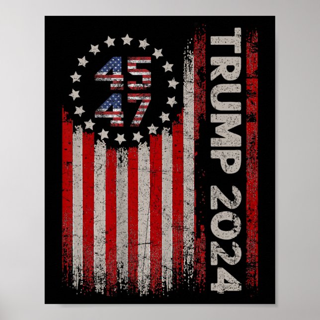 Poster Bandeira Americana 47 Trump 2024 (Frente)