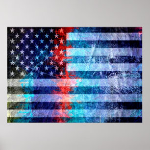 Póster Bandeira americana #7 do Grunge da arte