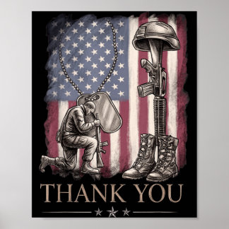 Poster bandeira americana agradeça veteranos orgulhoso di