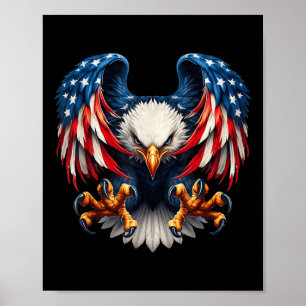 Poster Bandeira Americana Águia Careca Águia Patriótica 4