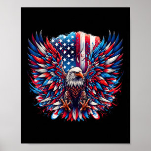 Poster Bandeira Americana Águia Careca Águia Patriótica 4