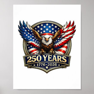 Poster Bandeira Americana Águia Vintage 250 Anos 177 4 de