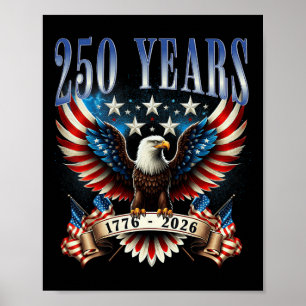 Poster Bandeira Americana Águia Vintage 250 Anos 4 De Jul
