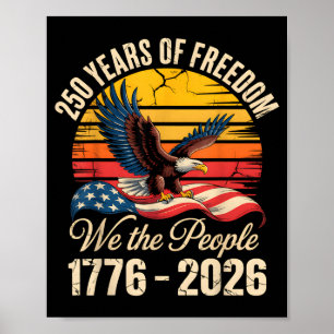 Poster Bandeira Americana Águia Vintage 250 Anos 4 de Jul