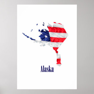 Póster Bandeira Americana Alasca Estados Unidos