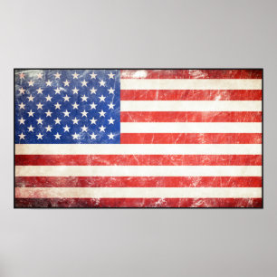Póster Bandeira americana áspera