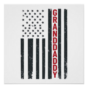 Póster Bandeira Americana Avô Design Patriótico Vintage_