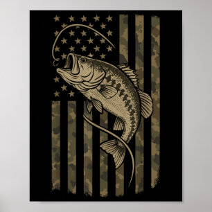 Poster Bandeira Americana B Camuflagem de Pesca Patriota