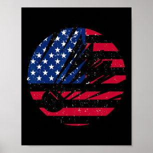 Poster Bandeira Americana Badminton Camisa Men Patriótico