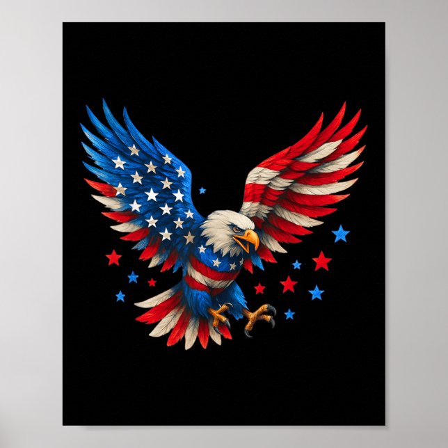 Poster Bandeira Americana Bald Eagle Men Patriótica Eagle (Frente)