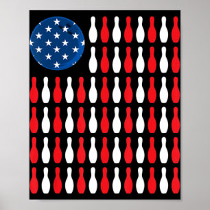 Poster Bandeira Americana - Bolsa Patriótica e Boliches