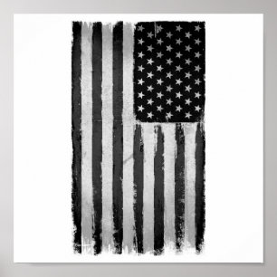 Poster Bandeira americana branca e negra