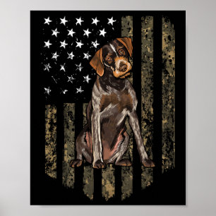 Poster Bandeira Americana Camuflada German Wirehaired Poi