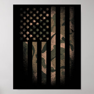 Poster Bandeira Americana Camuflada Usa Tático Militar Ca