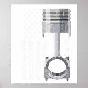 Poster Bandeira Americana Carro Muscle Piston vintage
