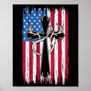 Poster Bandeira Americana Christian Hunting Lover de Pesc