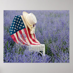 Poster Bandeira Americana com Chapéu