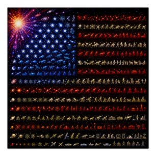 Póster Bandeira Americana da Evolução Big Bang até a Hu