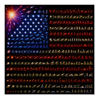 Póster Bandeira Americana da Evolução | Big Bang até a Hu